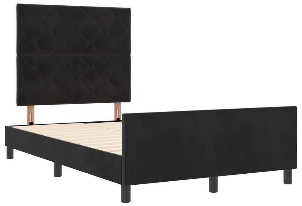 Estrutura de Cama de Veludo Preto vidaXL 120x200 cm