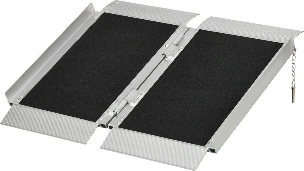 Rampa Dobrável para Cadeira de Rodas, 65 x 74 x 5,5 cm, Superfície Antiderrapante, Preta