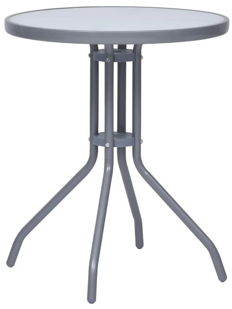 312213 vidaXL Mesa de jardim 60 cm aço e vidro cinzento-claro