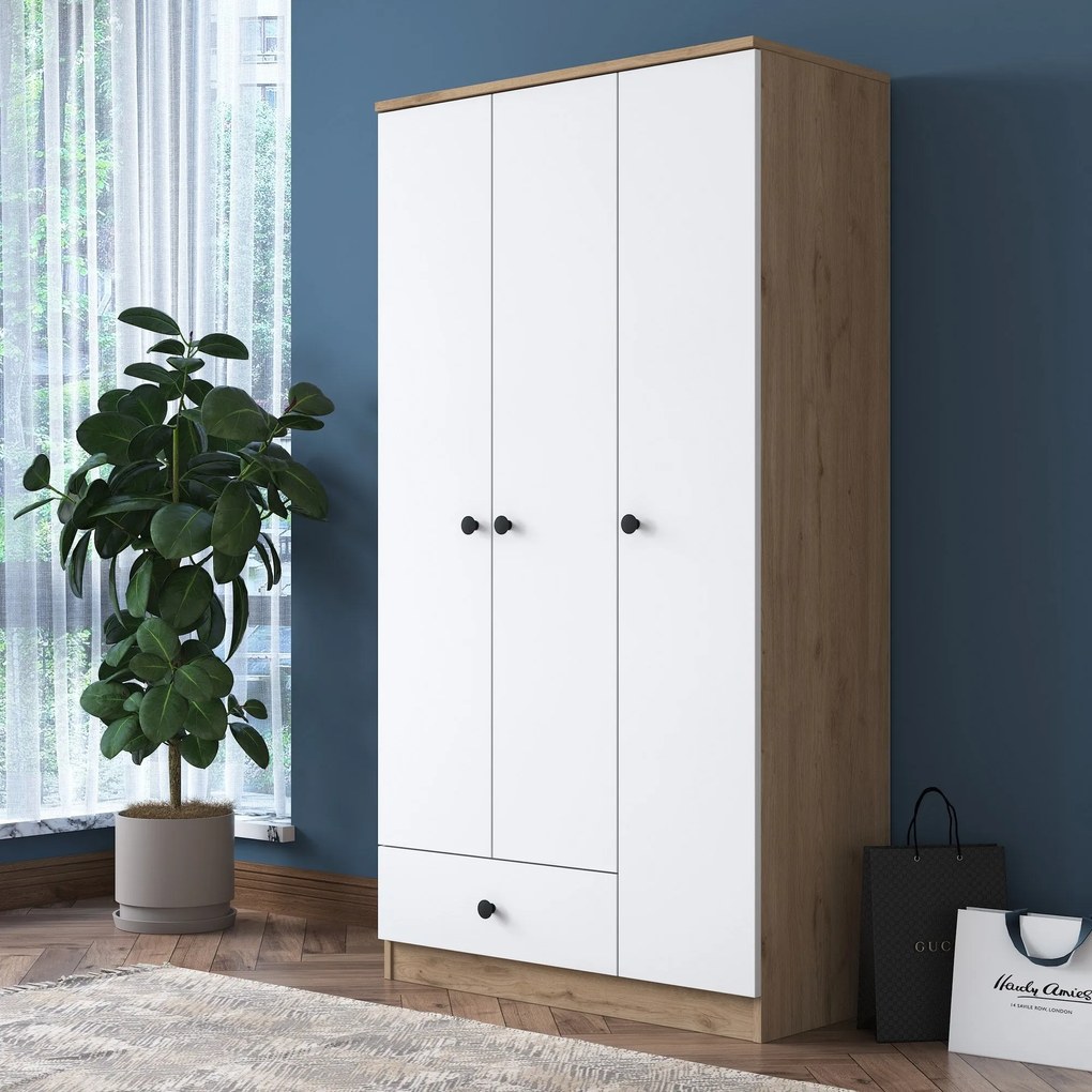 Roupeiro BA117 – Nogueira Branca – 90x170x42,5 cm