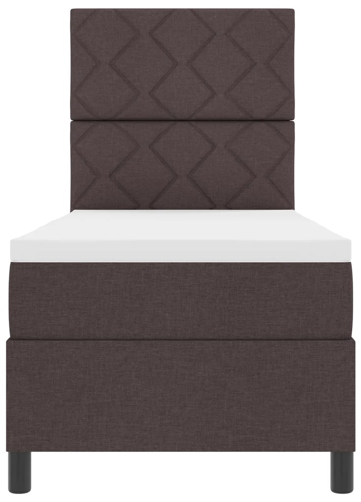 Cama Box Spring com Colchão Castanho Escuro 80x200 cm Tecido