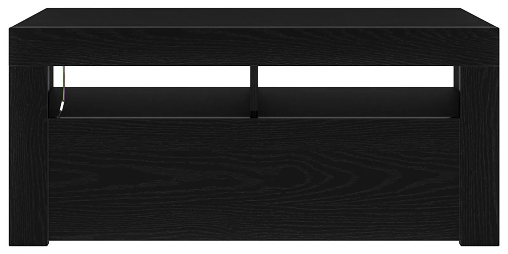 Gabinete de TV vidaXL com LED Preto Carvalho 90x35x40 cm Madeira engen