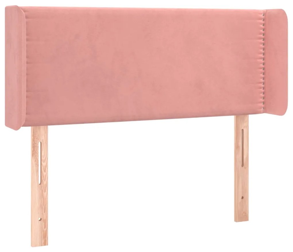 Cabeceira de cama c/ luzes LED veludo 83x16x78/88 cm rosa