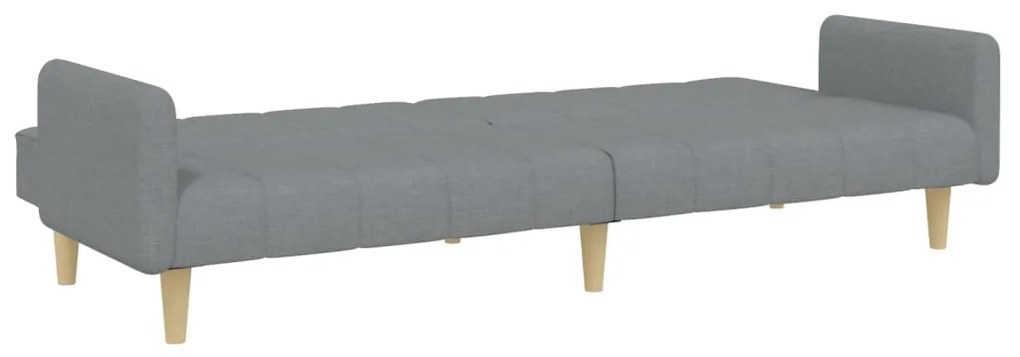 Sofá-cama de 2 lugares c/ apoio de pés tecido cinzento-claro