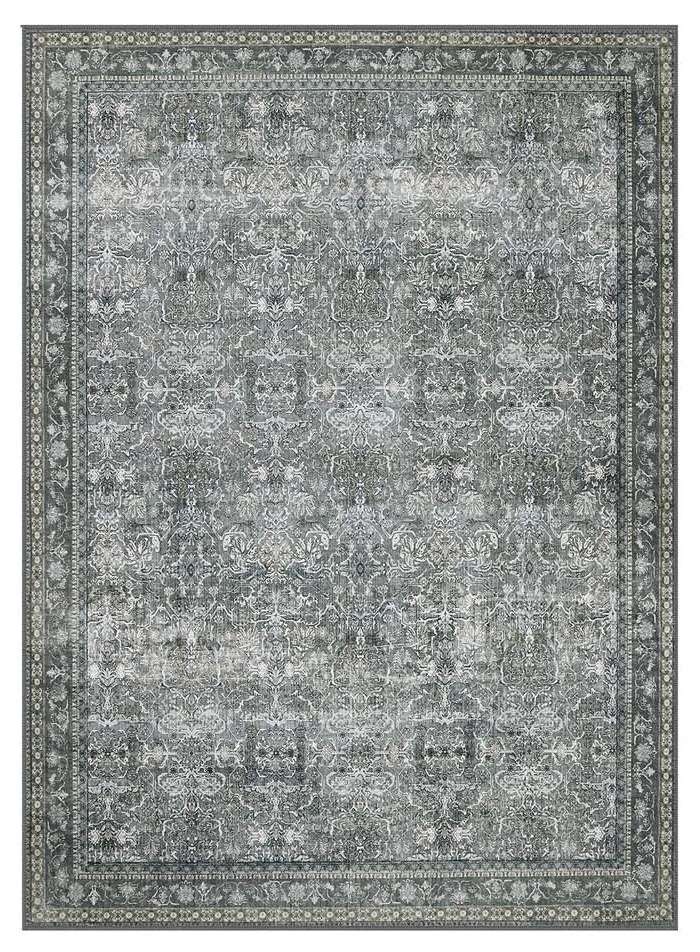 Tapete em estilo vintage 160 x 230 cm lavável na máquina cinza ardósia
