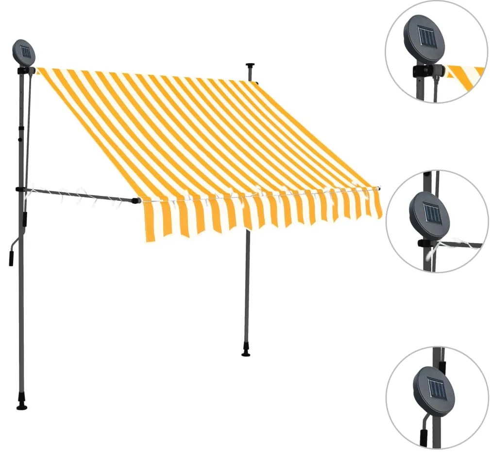 Toldo retrátil manual com LED 100 cm branco e laranja