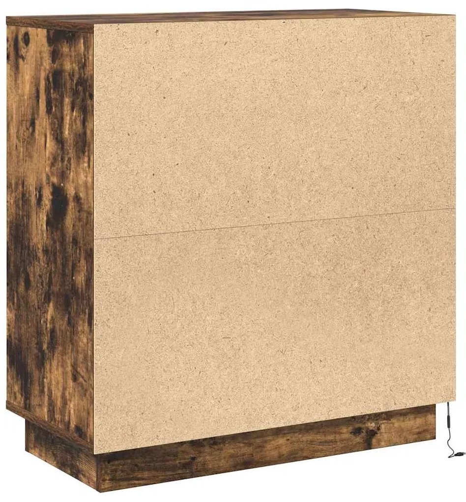 Aparador vidaXL com LED Carvalho Fumado 71x34,5x75 cm Madeira de Engen