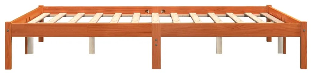 Cama sem colchão 160x200 cm madeira pinho maciço castanho-mel