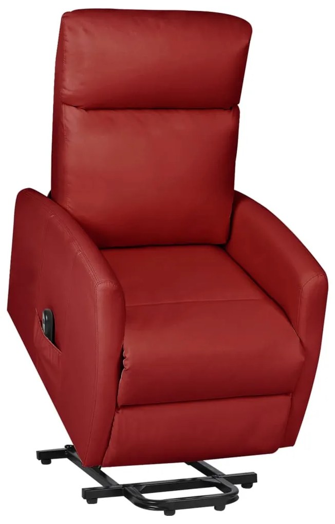 vidaXL Poltrona elevatória couro artificial vermelho tinto