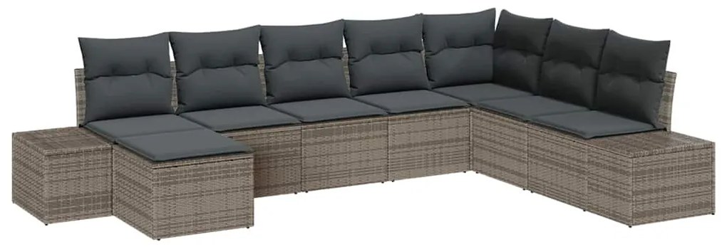 Conjunto de Sofás de Jardim de 8 Peças com Almofadas Cinzas em Rattan