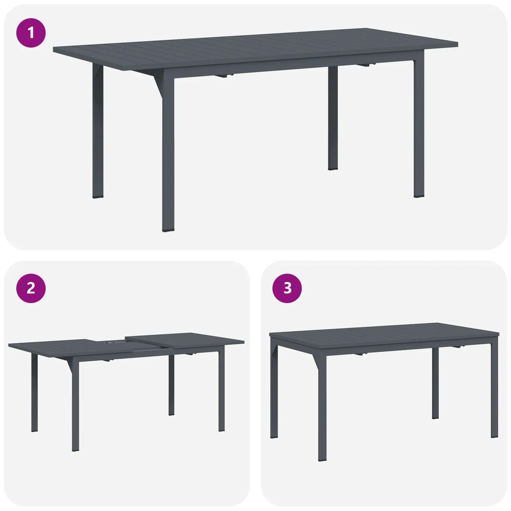 Conjunto de Jantar de Jardim de 6 Peças em Aço Preto e Rattan Poly
