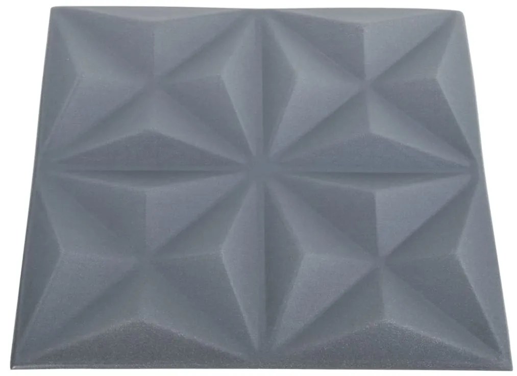 Painéis de parede 3D 12 pcs 50x50 cm 3 m² origami cinza