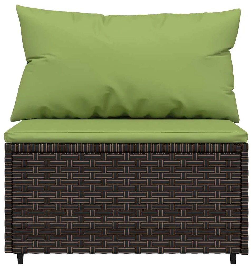 4 pcs conjunto lounge jardim c/ almofadões vime PE castanho