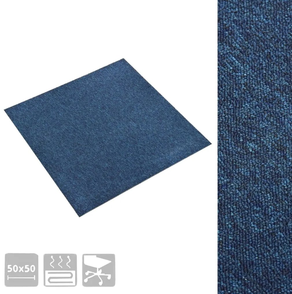 Ladrilhos carpete para pisos 20 pcs 5 m² 50x50 cm azul-escuro