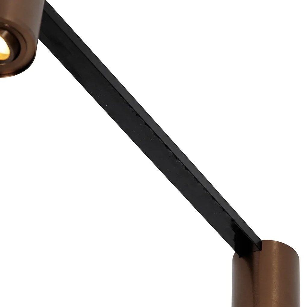 Sistema de calhas de iluminação monofásico com 5 focos bronze escuro e preto - Rondoo Up