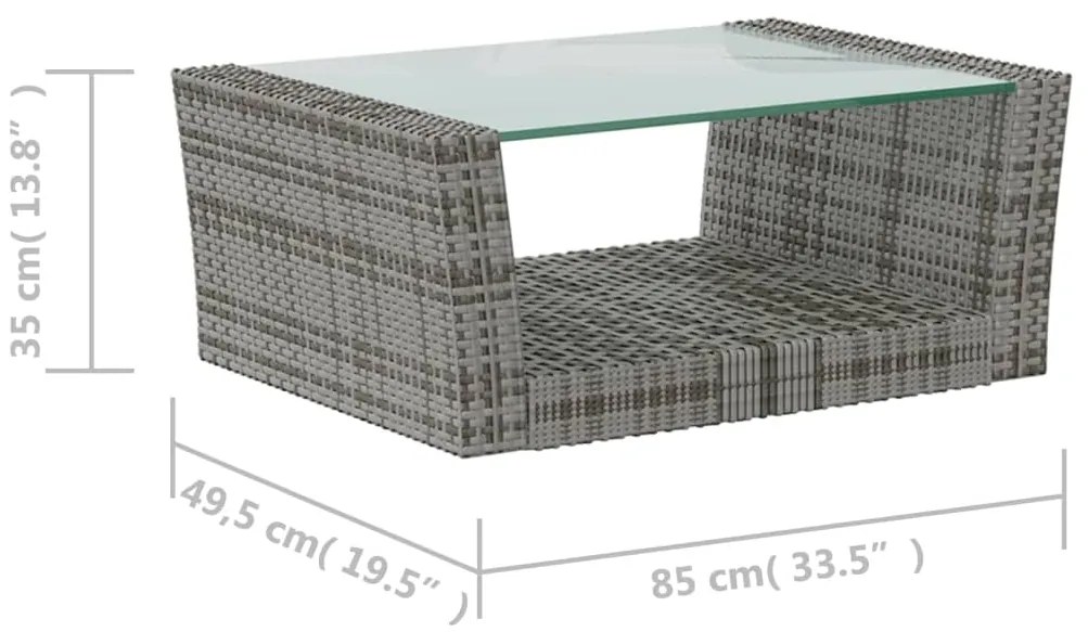 8 pcs conjunto lounge de jardim c/ almofadões vime PE cinzento
