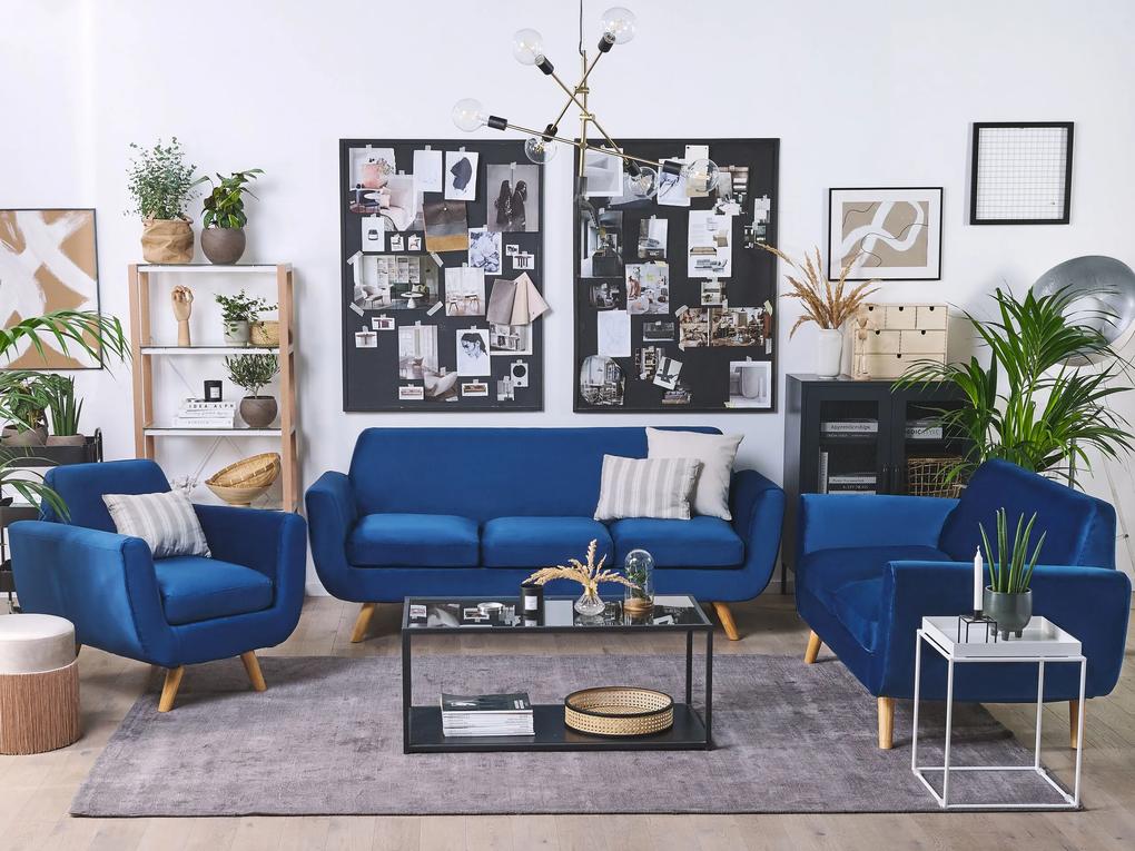 Capa para sofá de 2 lugares de veludo azul BERNES Beliani