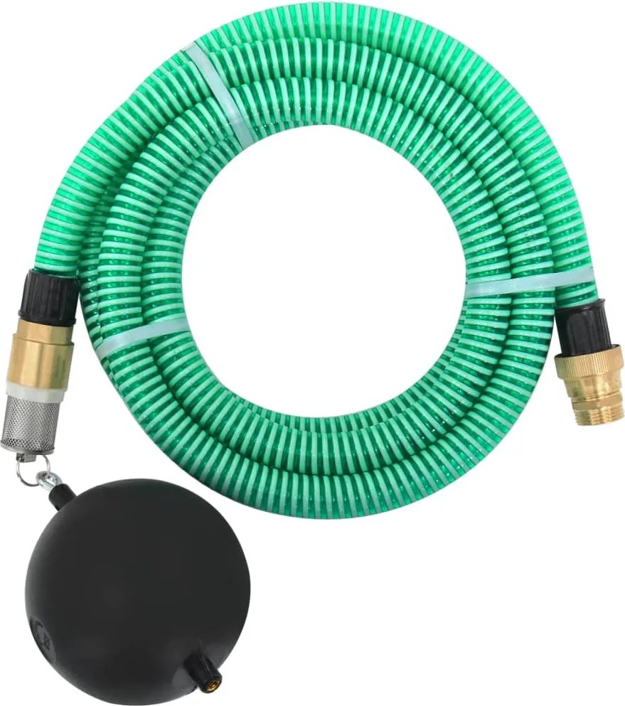 vidaXL Mangueira de sucção com conectores de latão 1,1" 15 m PVC verde
