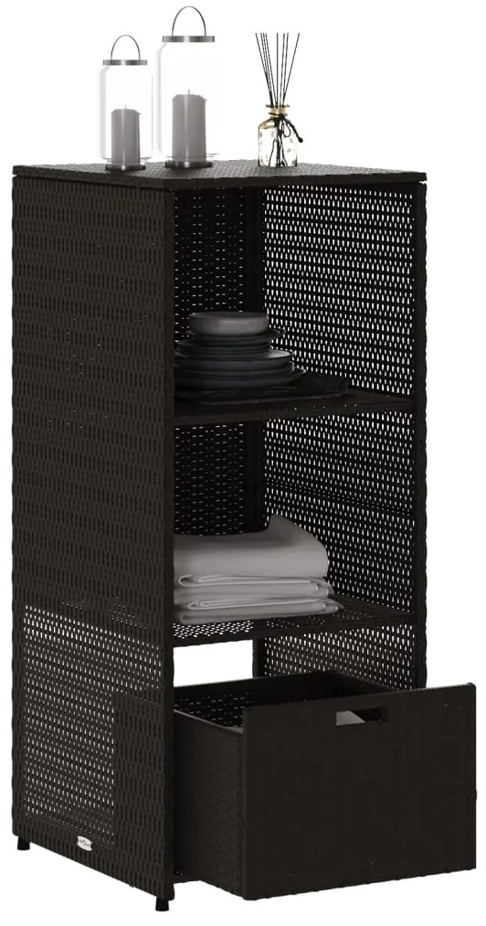 Armário de arrumação para jardim 50x55x115 cm vime PE preto