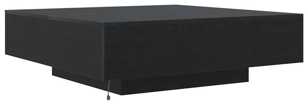Mesa de Café vidaXL com Luzes LED Carvalho Preto 100x100x31 cm