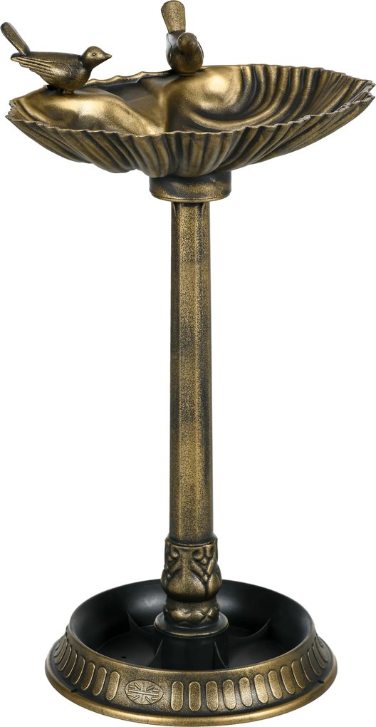 Outsunny Banho para Pássaros de Jardim Exterior 81 cm com Design em Concha e Acabamento Envelhecido Leve e Resistente Bronze | Aosom Portugal