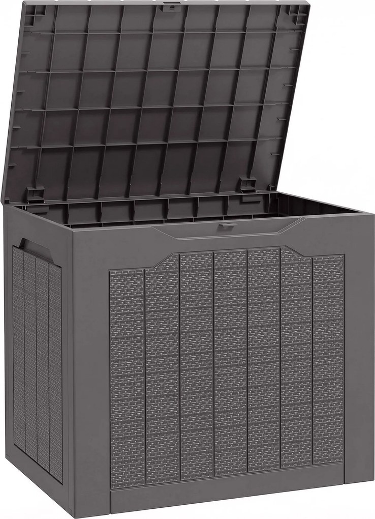 Outsunny Baú de arrumação exterior 93L com alças embutidas, baú de armazenamento exterior à prova d'água 56 x 41 x 50 cm, marrom | Aosom Portugal