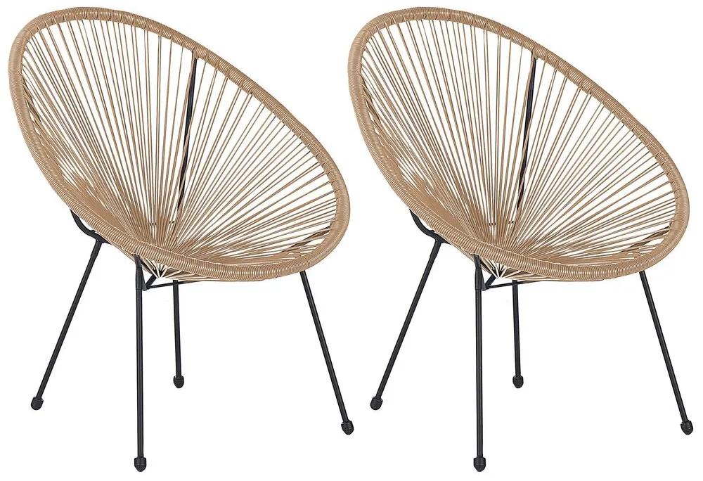 Conjunto de 2 cadeiras de jardim em rattan cor natural ACAPULCO II Beliani