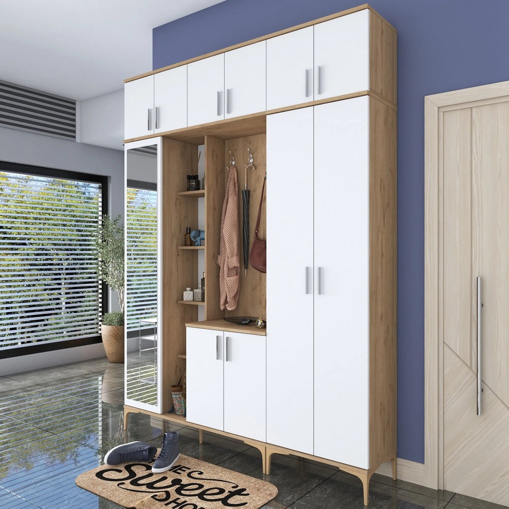 Hall Stand EA128 – Nogueira Branca – 180x240x37,5 cm