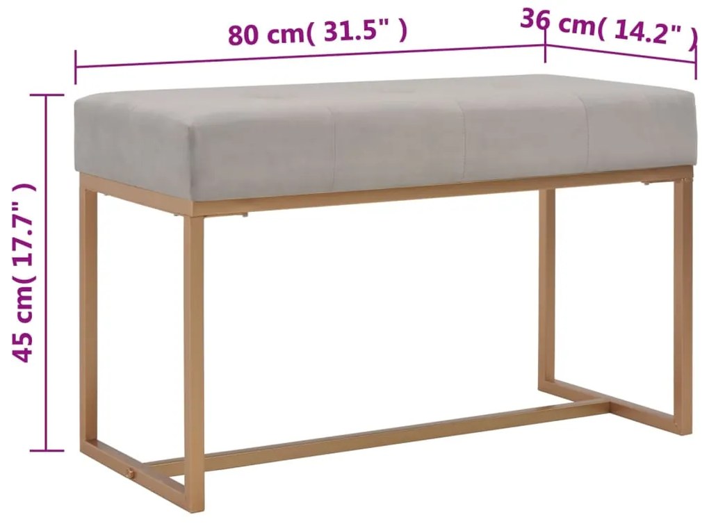 Banco 80 cm veludo cinzento