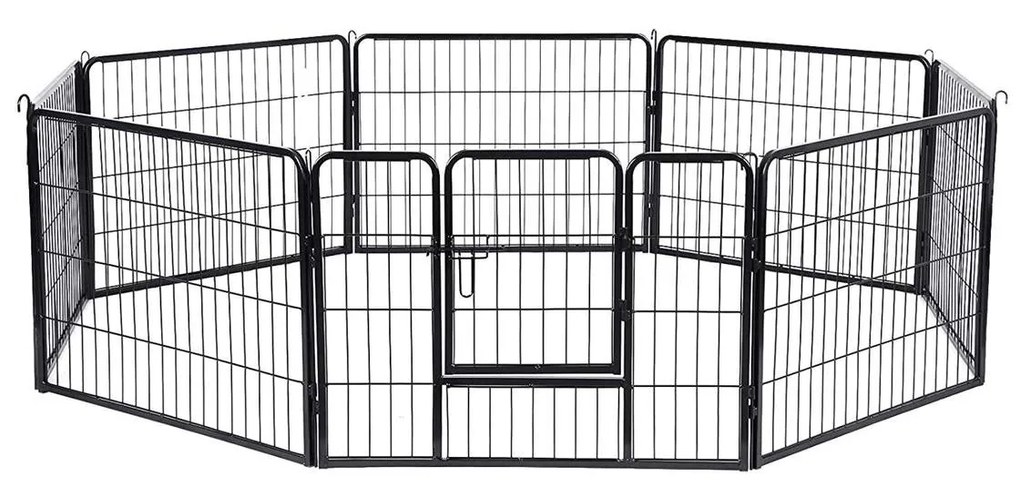 Cercadinho para animais de estimação FEANDREA com 8 painéis, gaiola de ferro para cães, cerca resistente para animais de estimação, cerca para parto de filhotes, dobrável e portátil, 77 x 60 cm, preto PPK86H