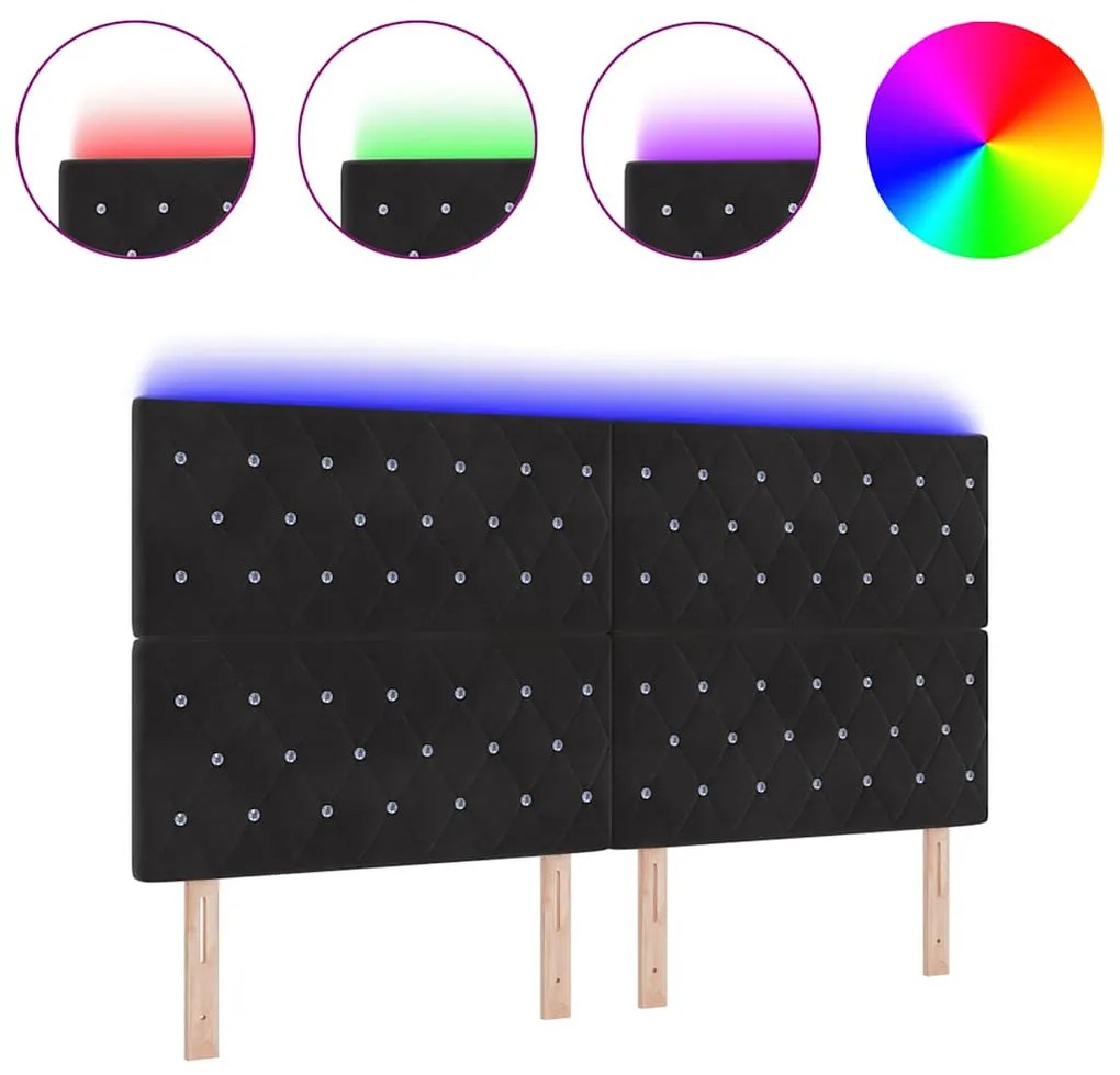 Cabeceira de LED Preta 90 cm em Veludo