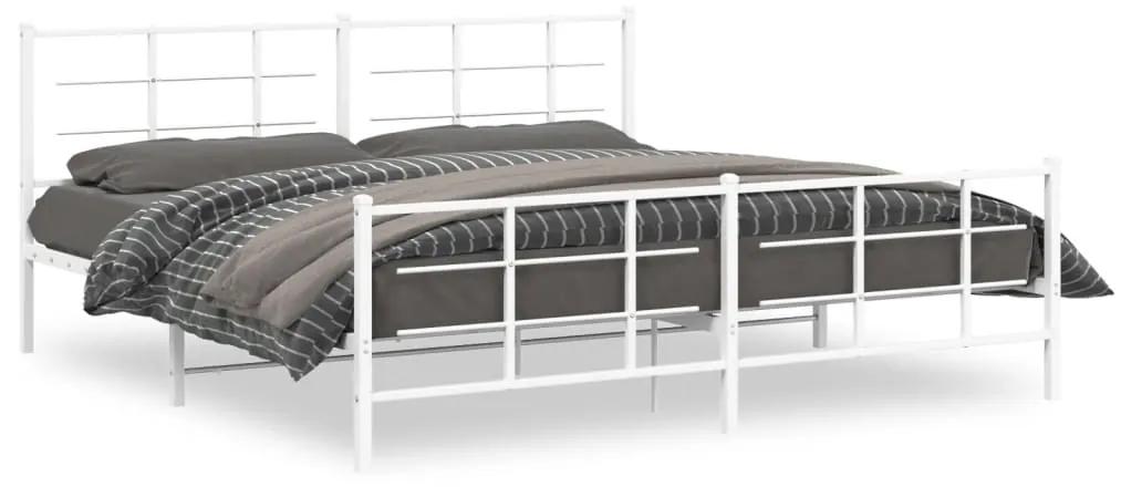 355634 vidaXL Estrutura de cama com cabeceira e pés 193x203 cm metal branco