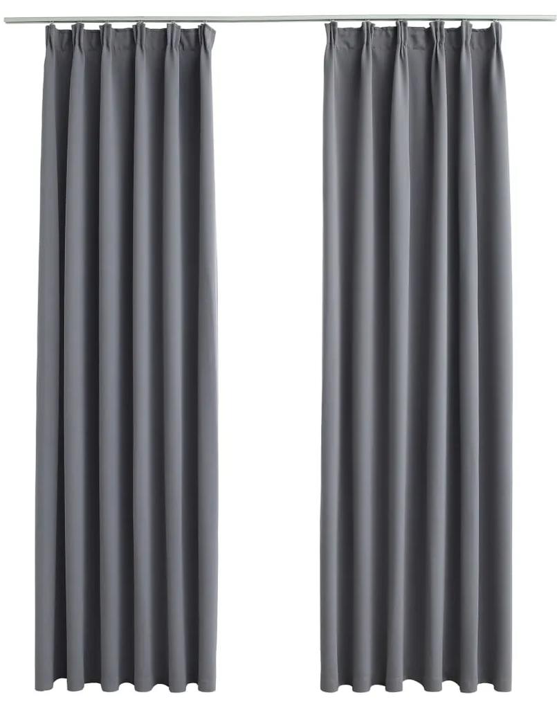 Cortinas blackout com ganchos 2 pcs 140x245 cm cinzento