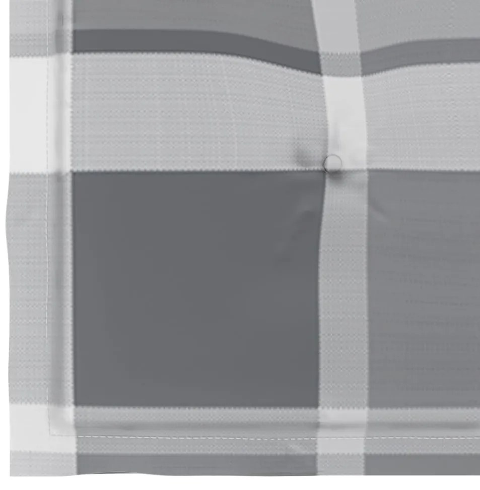 Cadeiras de jardim c/ almofadões xadrez cinzento 3 pcs teca