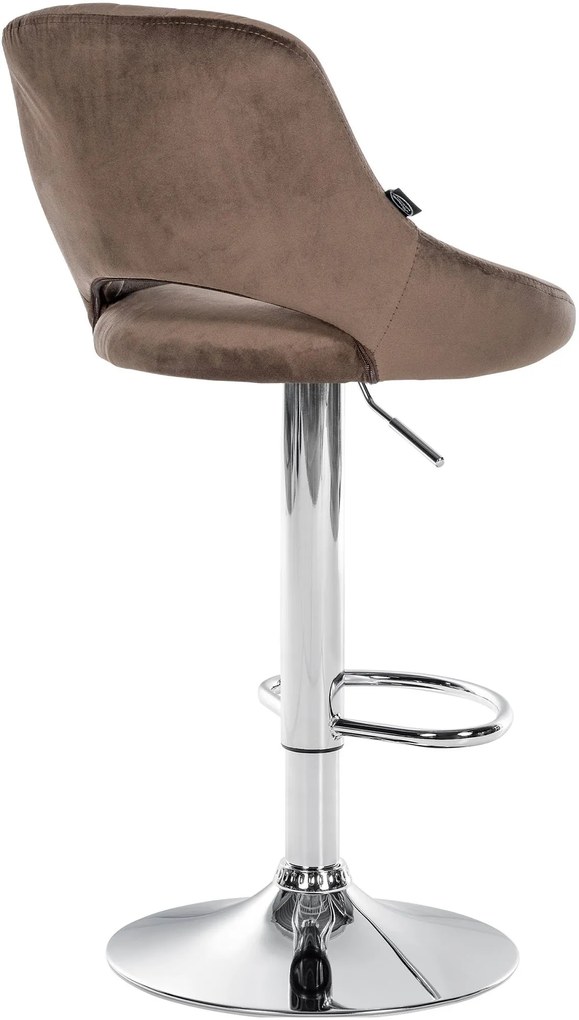 Banco alto Milet em veludo com estrutura cromada 85-106 x 47 x 48 cm Castanho