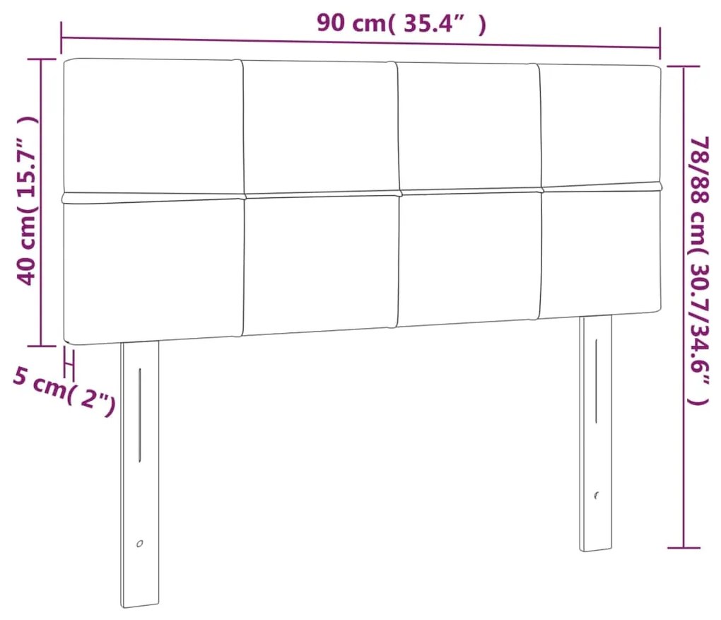 Cabeceira de cama c/ luzes LED veludo 90x5x78/88 cm azul-escuro