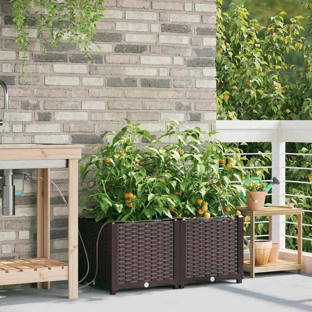 Jardineiras de Jardim 1 pc Castanho 80 x 40 x 37.5 cm Plástico
