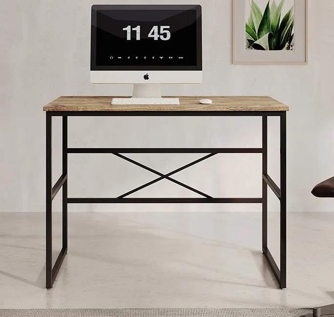 Secretária – Ferrol – 100x60 cm – Pinho Atlântico e Aço Preto