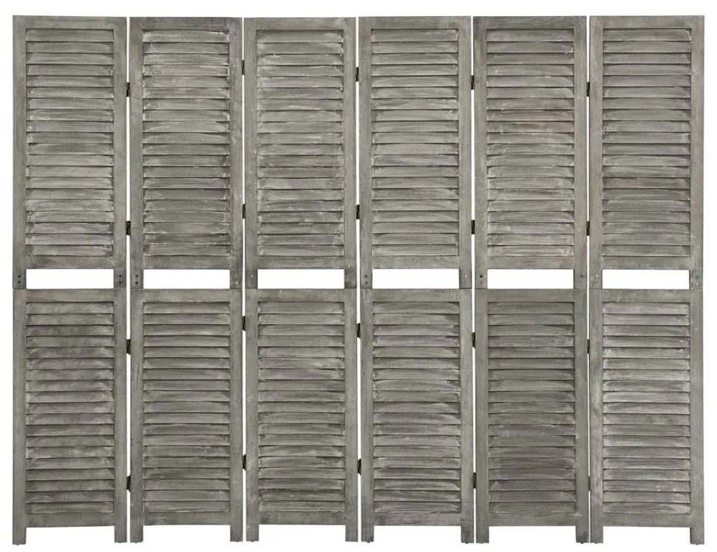 vidaXL Biombo com 6 painéis 214x166 cm madeira maciça cinzento