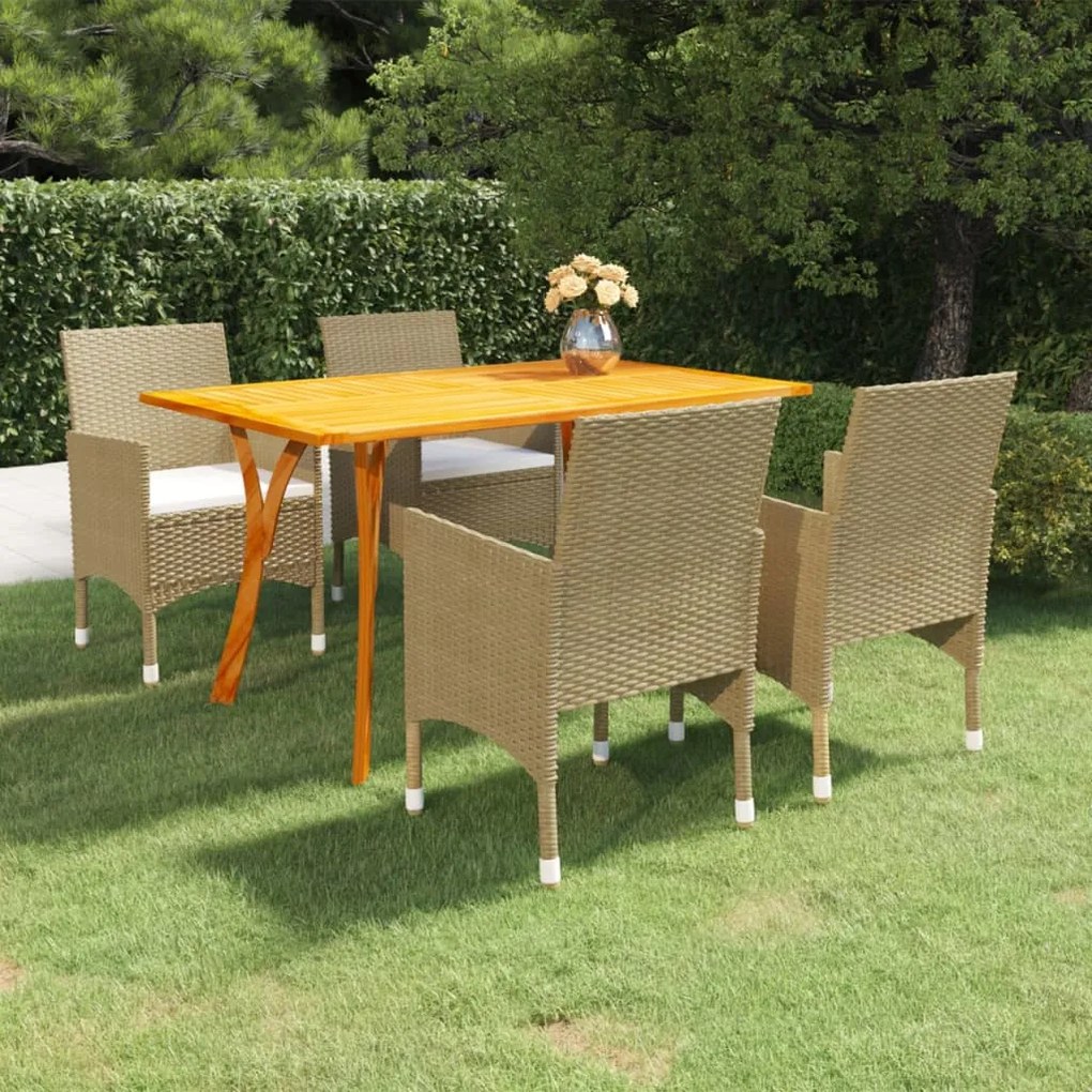 vidaXL 5 pcs conjunto de jantar para jardim bege