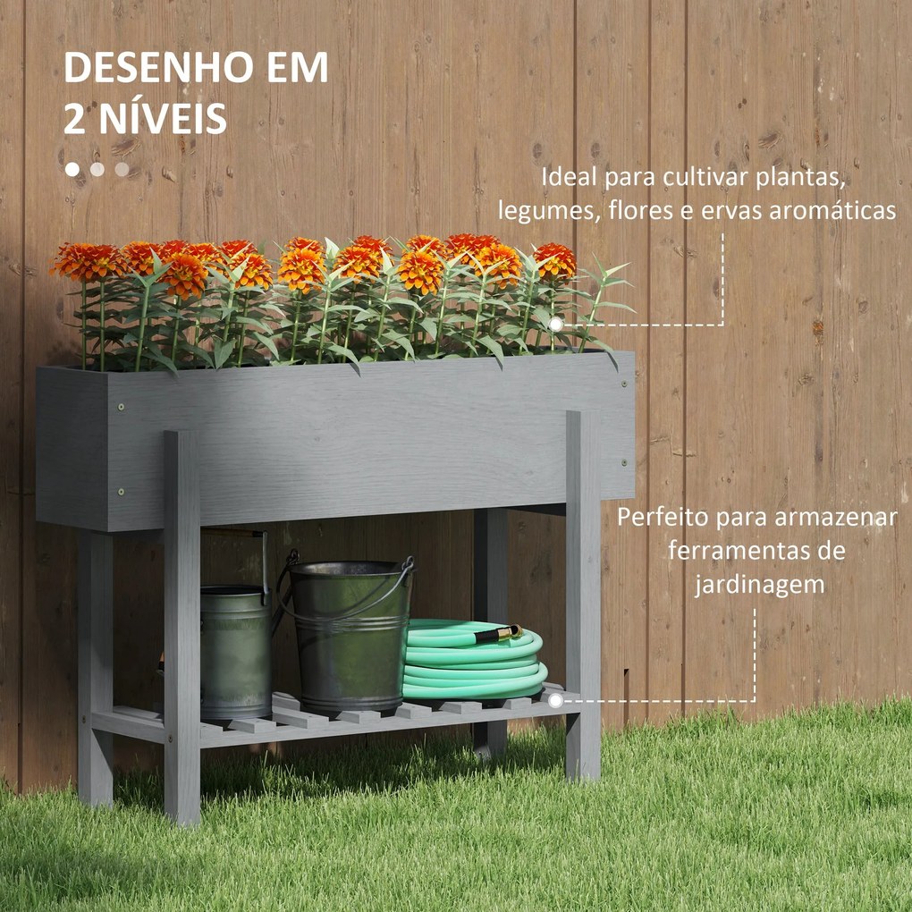 Horta Vertical de Madeira Mesa de Cultivo com Prateleira Floreira Elev