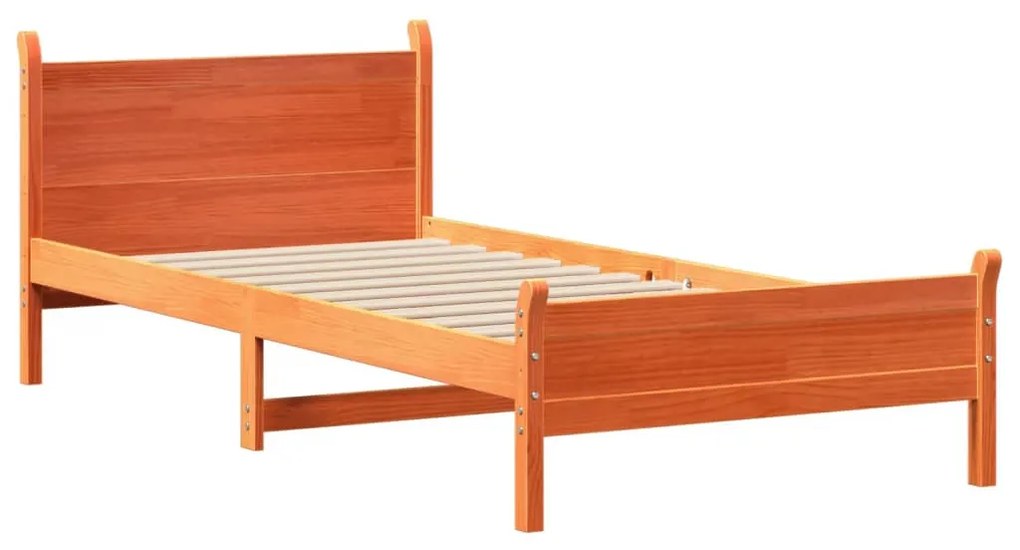 Cama sem colchão 90x190 cm madeira de pinho maciça castanho-mel