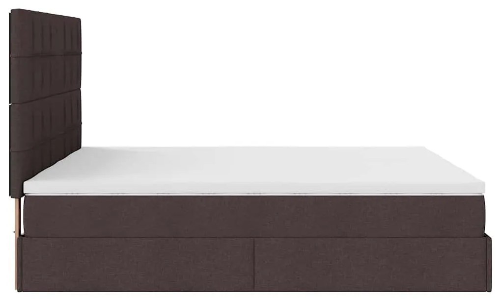 Estrutura de cama otomana com colchões tecido castanho escuro