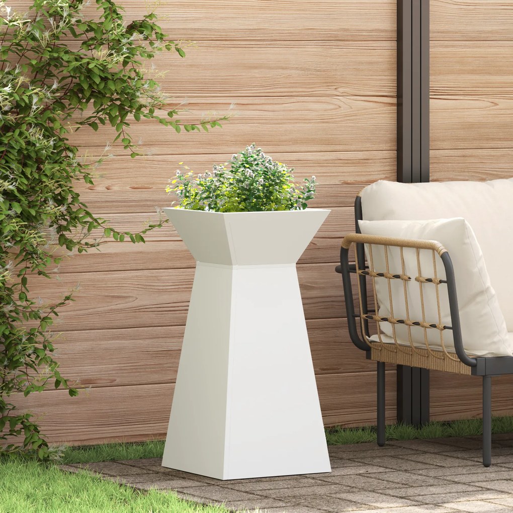 vidaXL Suporte para Plantas Branco Plástico Médio Inserções Decorativas