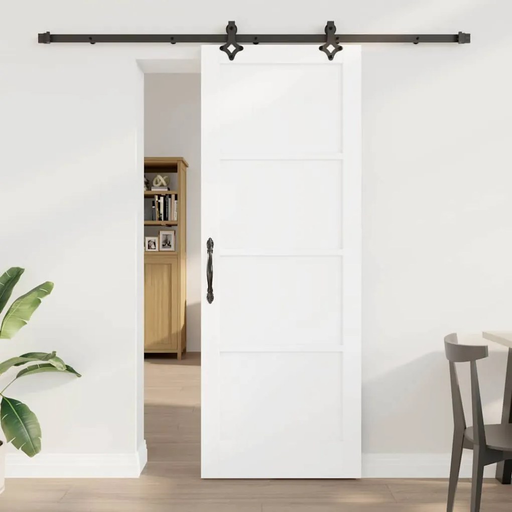 Porta Deslizante com Conjunto de Ferragens "ORKDAL" Branca Madeira Sól