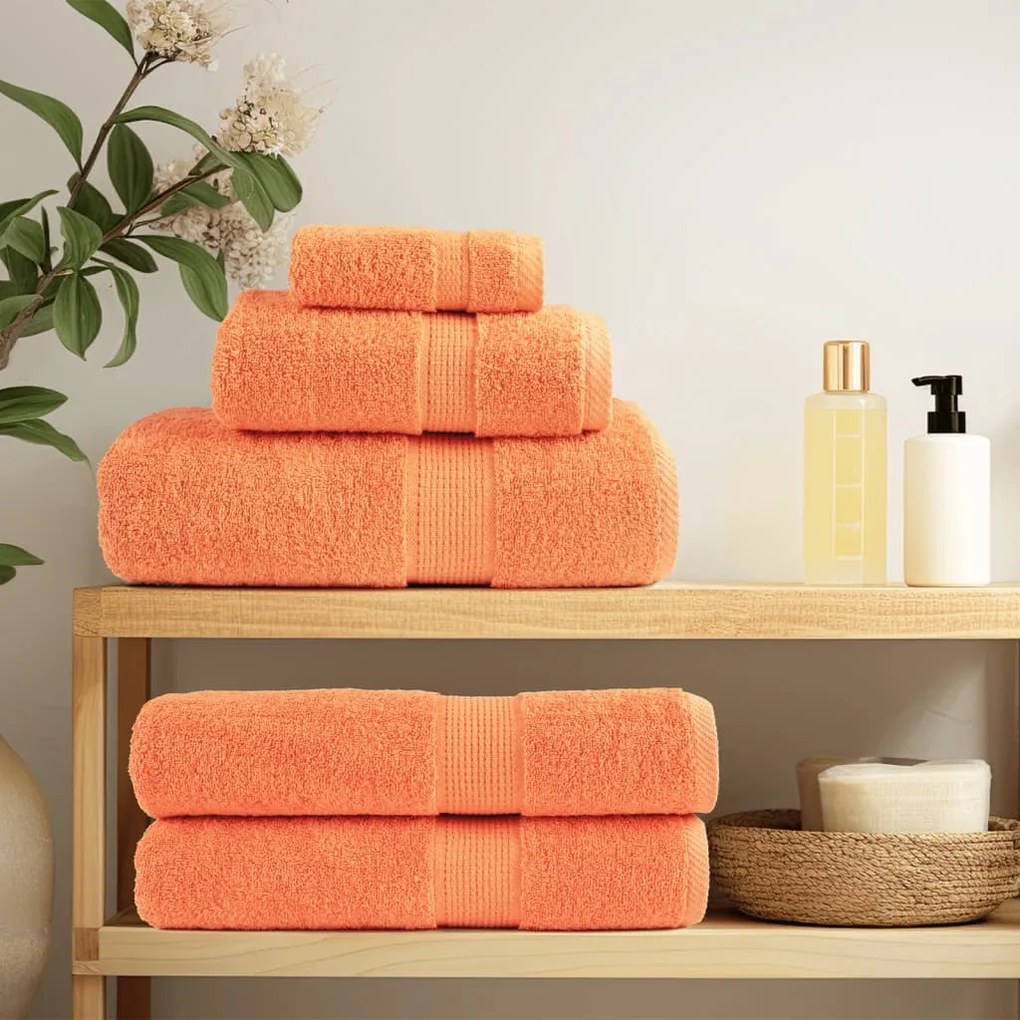 8pcs Conjunto toalhas banho premium SOLUND 600gsm laranja