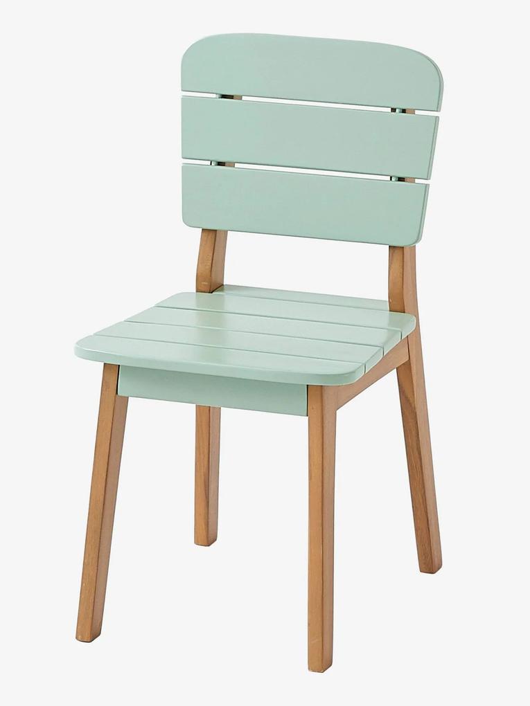 Cadeira de exterior Montessori, para criança verde escuro liso