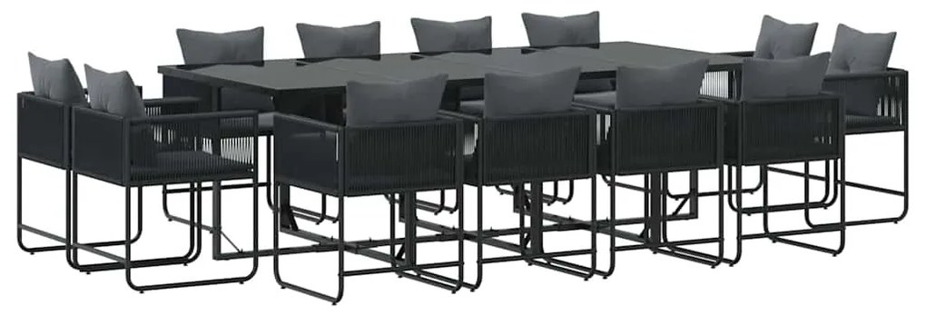 Conjunto de Jantar de Jardim de 16 Peças com Almofadas em Aço e Poly R