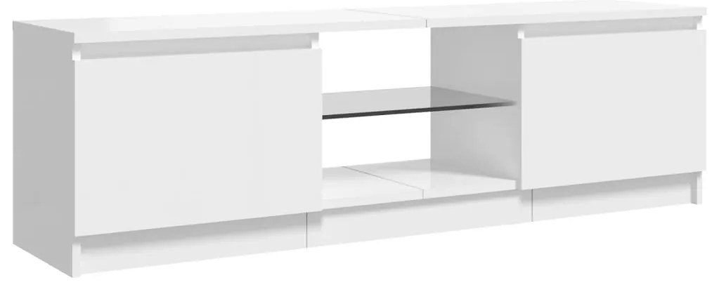 Móvel de TV com luzes LED 120x30x35,5 cm branco brilhante