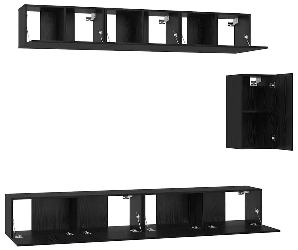 Conjunto de móvel de TV 6 pcs Carvalho Preto 100 x 30 x 30 cm